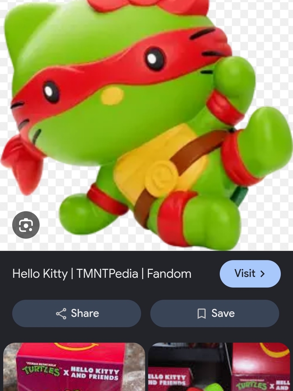 Hello Kitty Green and Red TMNT Crossover Plush Figure